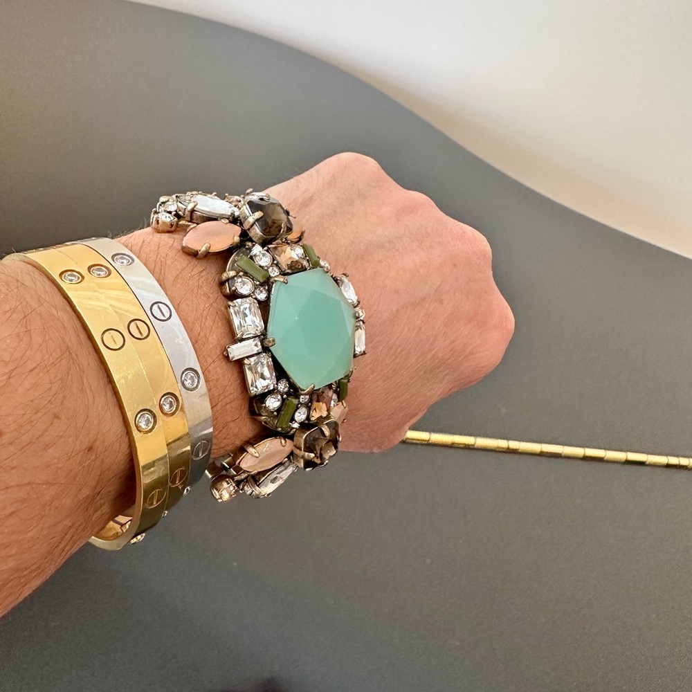 NWT Vintage RARE luxury J. Crew Art Deco Inspired Crystal Statement Bracelet - Picture 4 of 17